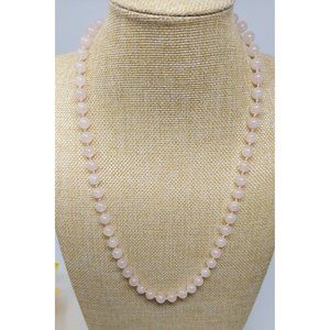 Stunning Rose Quartz Pink Beaded Necklace with silver Clasp
